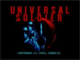 Title screen of Universal Soldier on the Sega Nomad.