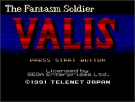 Title screen of Valis: The Fantasm Soldier on the Sega Nomad.