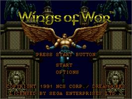 Title screen of Wings of Wor on the Sega Nomad.