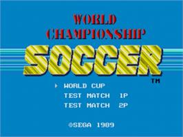 Title screen of World Championship Soccer on the Sega Nomad.