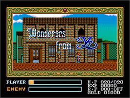 Title screen of Ys III: Wanderers from Ys on the Sega Nomad.