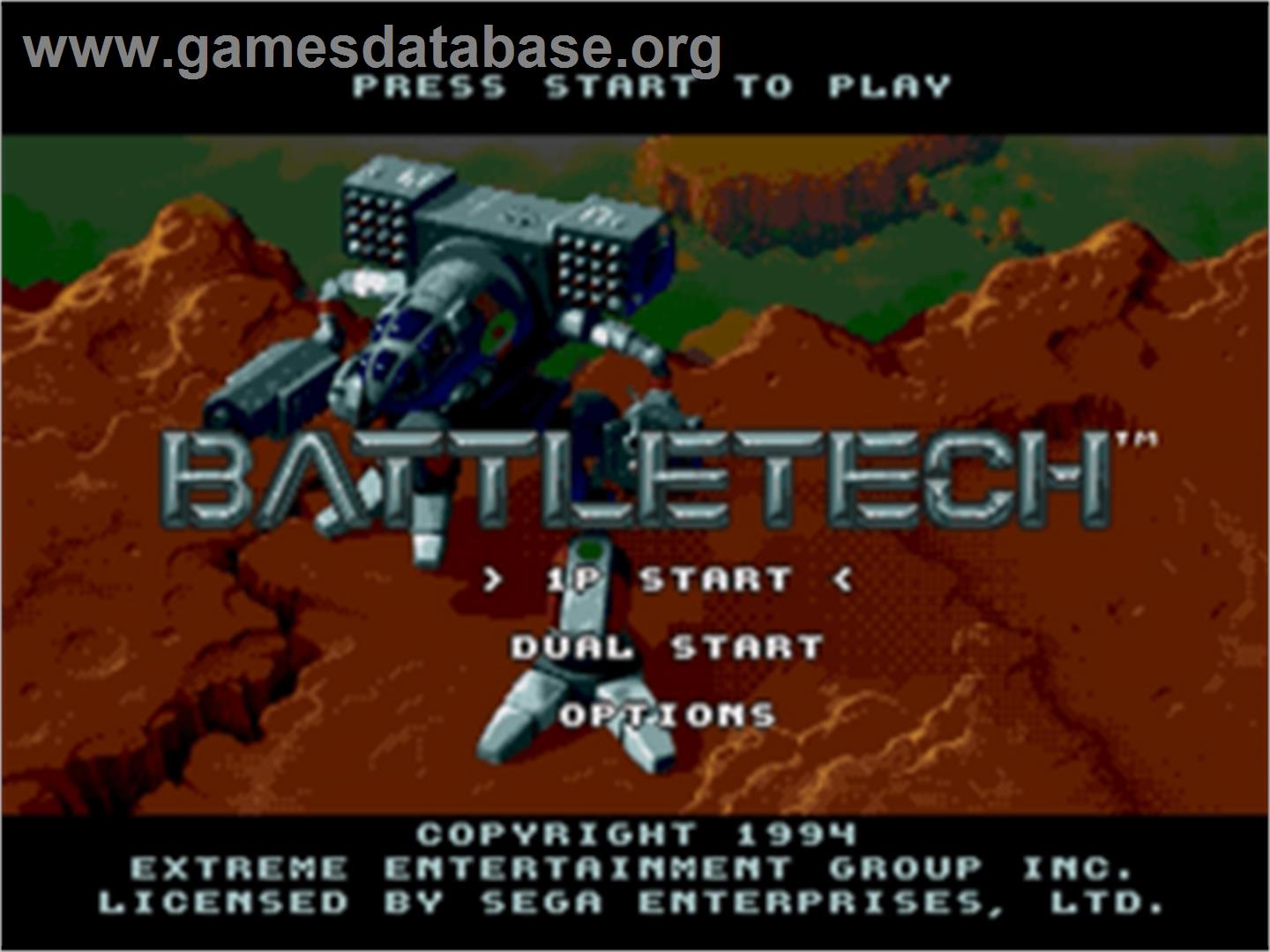 Battletech: A Game of Armored Combat - Sega Nomad - Artwork - Title Screen