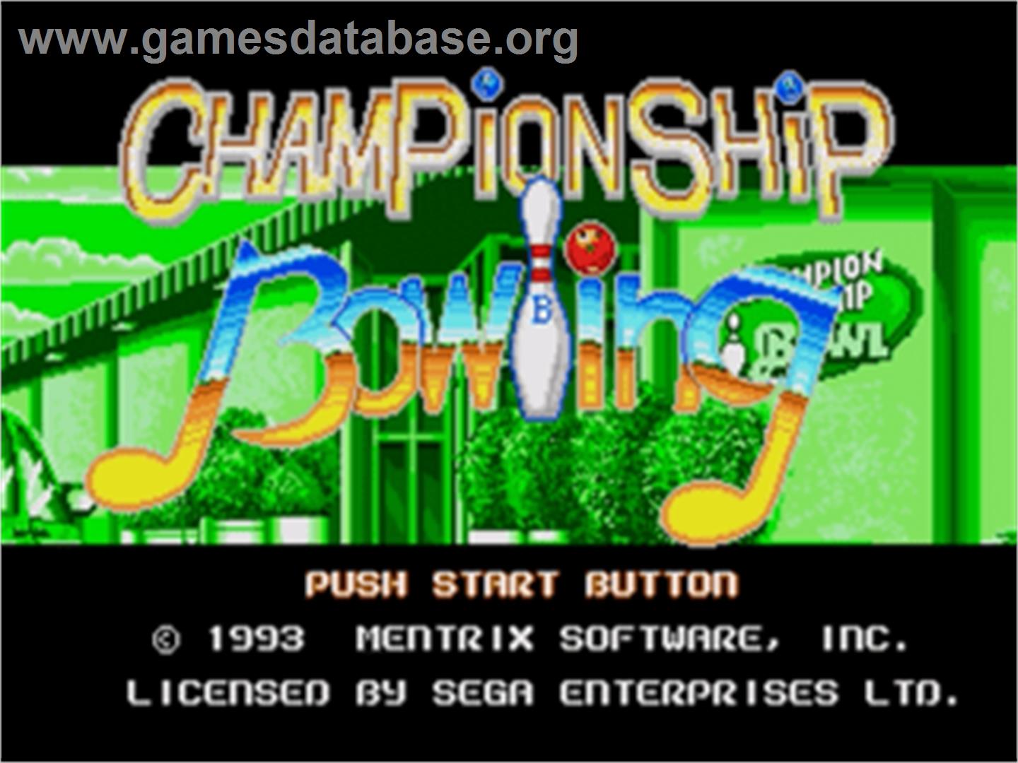 Championship Bowling - Sega Nomad - Artwork - Title Screen