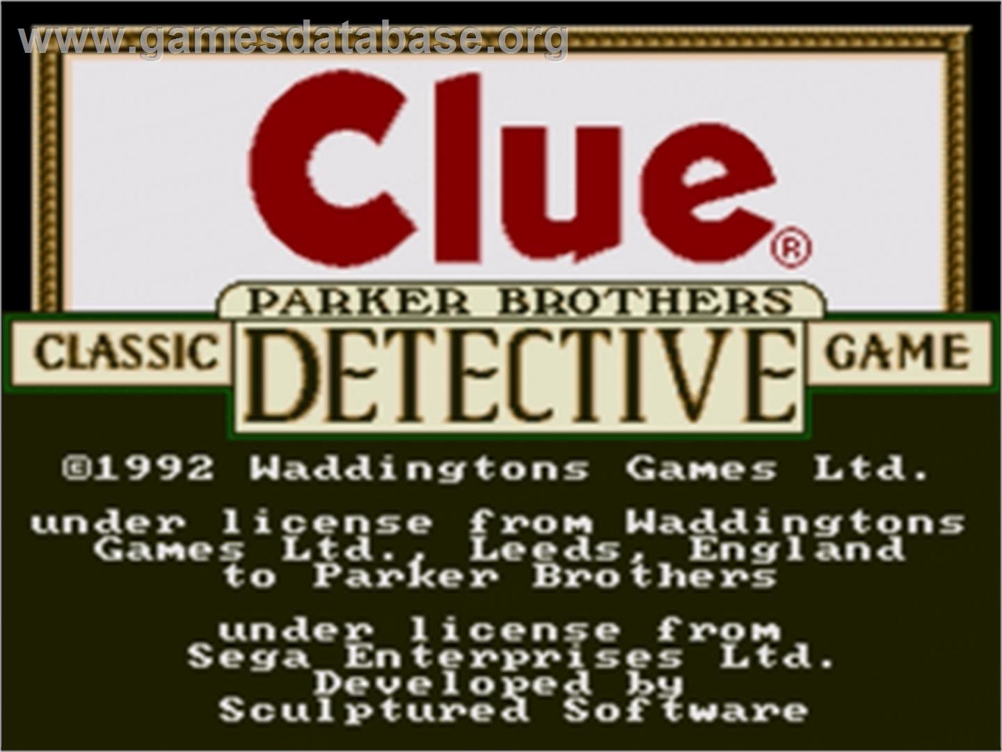 Clue - Sega Nomad - Artwork - Title Screen