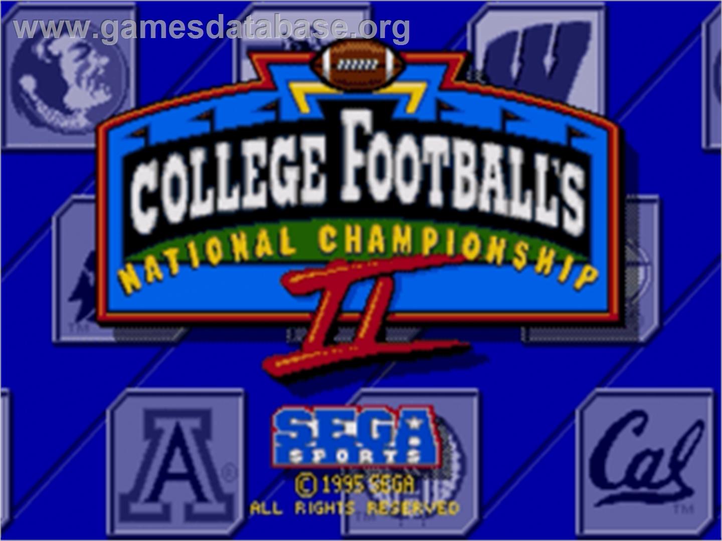 College Football's National Championship II - Sega Nomad - Artwork - Title Screen