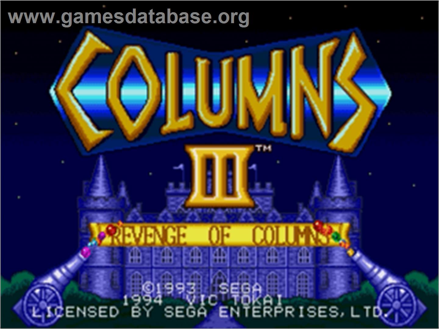 Columns III - Sega Nomad - Artwork - Title Screen