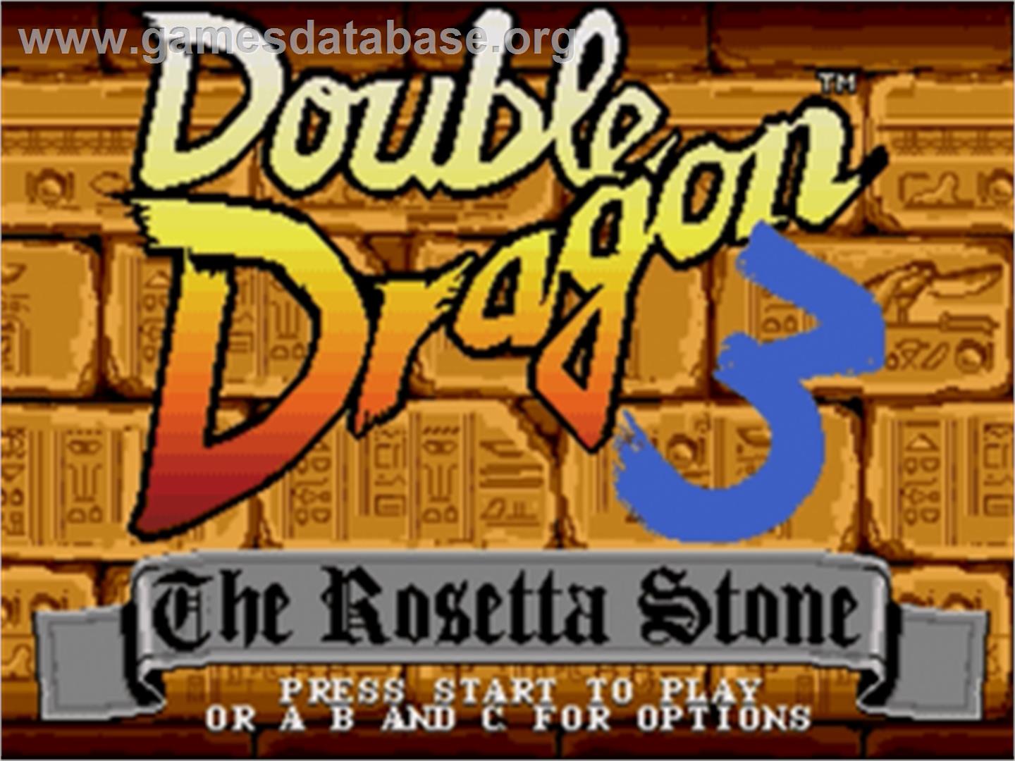 Double Dragon 3 - The Rosetta Stone - Sega Nomad - Artwork - Title Screen