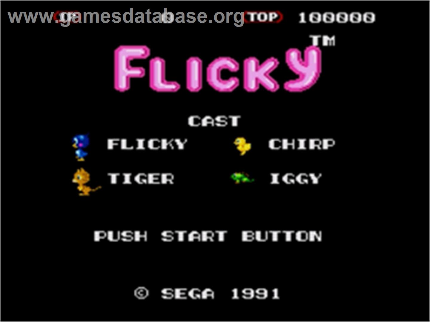 Flicky - Sega Nomad - Artwork - Title Screen