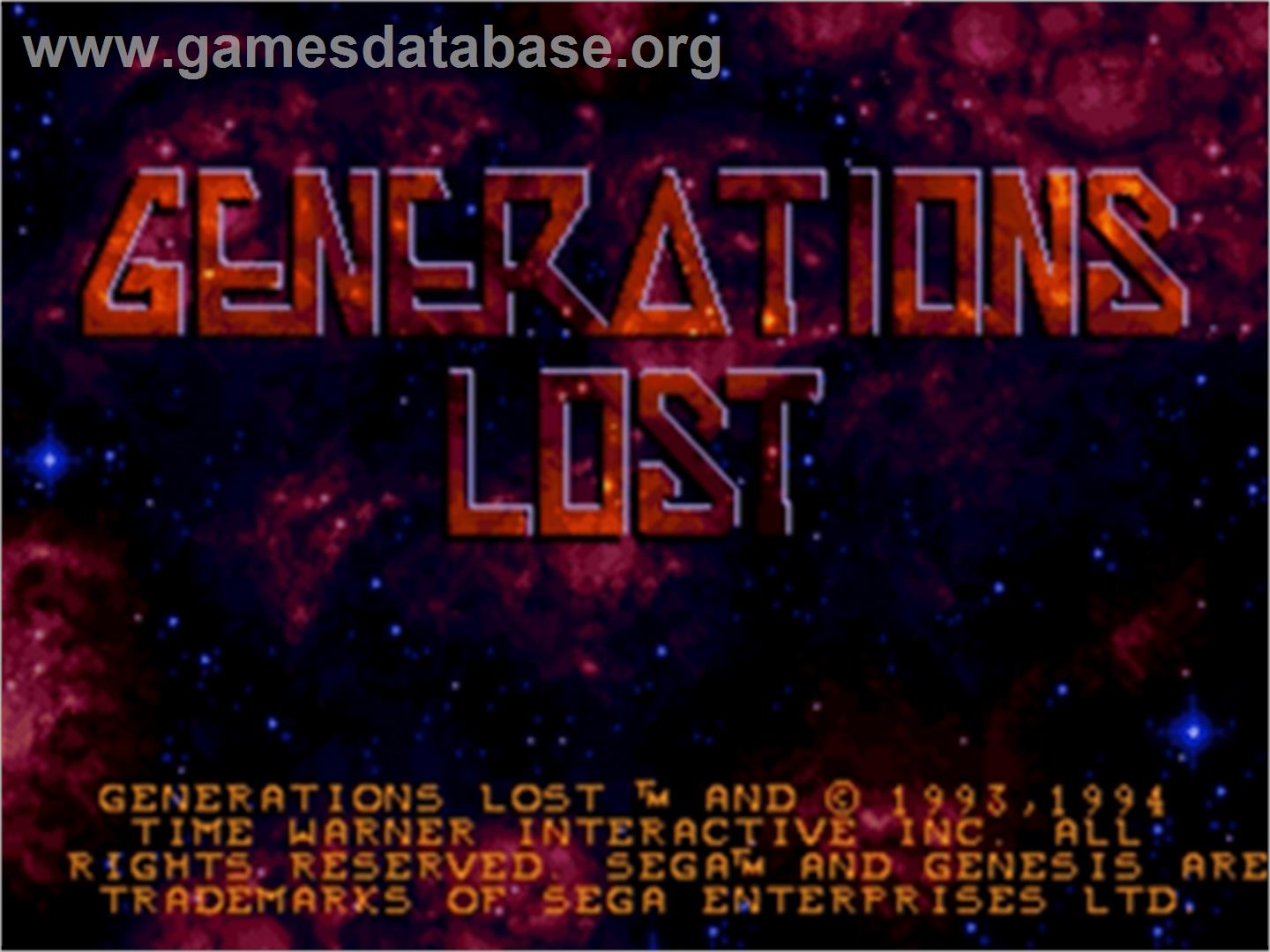 Generations Lost - Sega Nomad - Artwork - Title Screen
