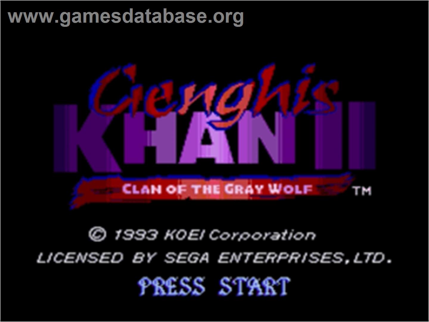 Genghis Khan 2: Clan of the Grey Wolf - Sega Nomad - Artwork - Title Screen