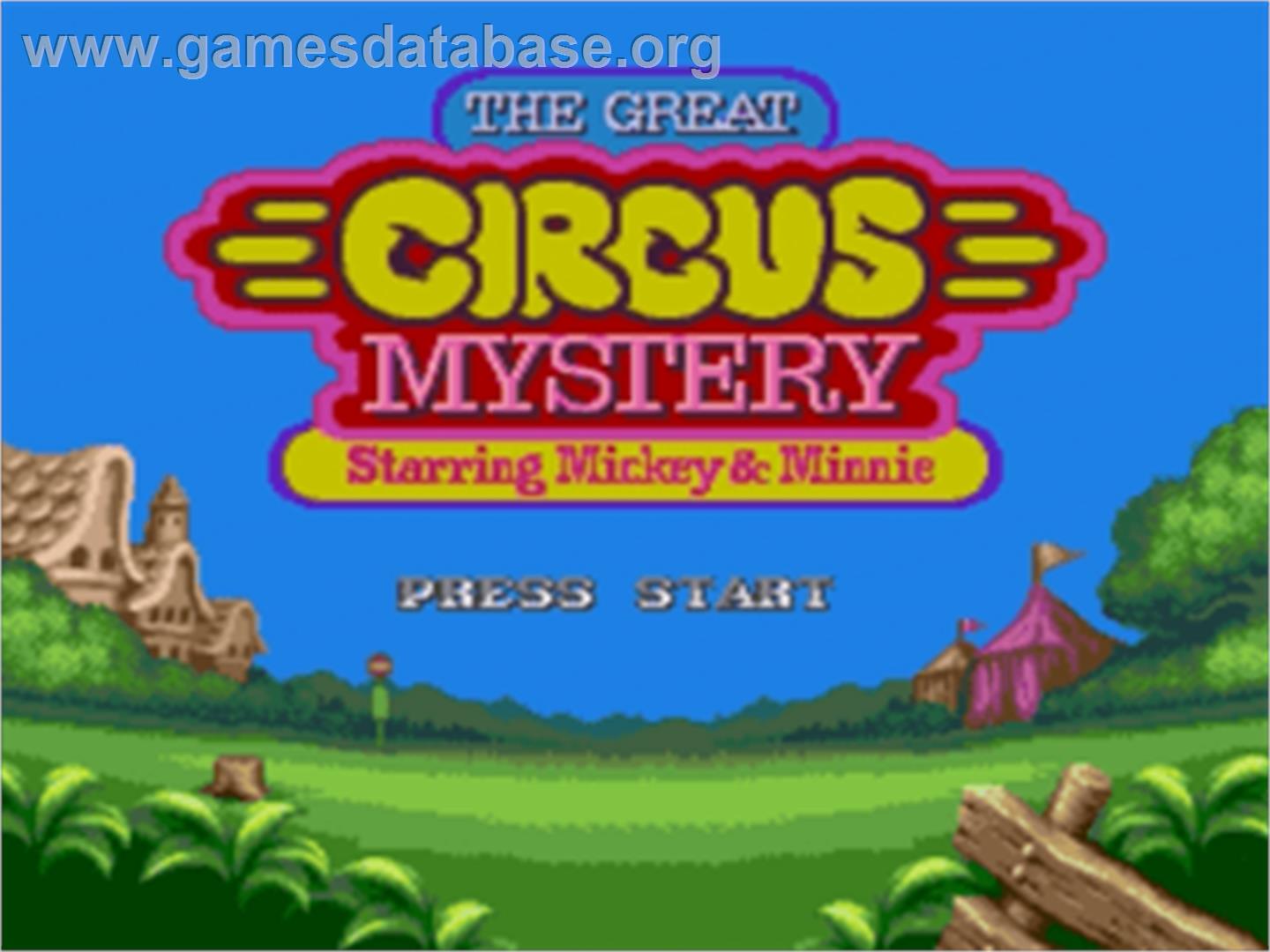 Great Circus Mystery, The - starring Mickey and Minnie Mouse - Sega Nomad - Artwork - Title Screen