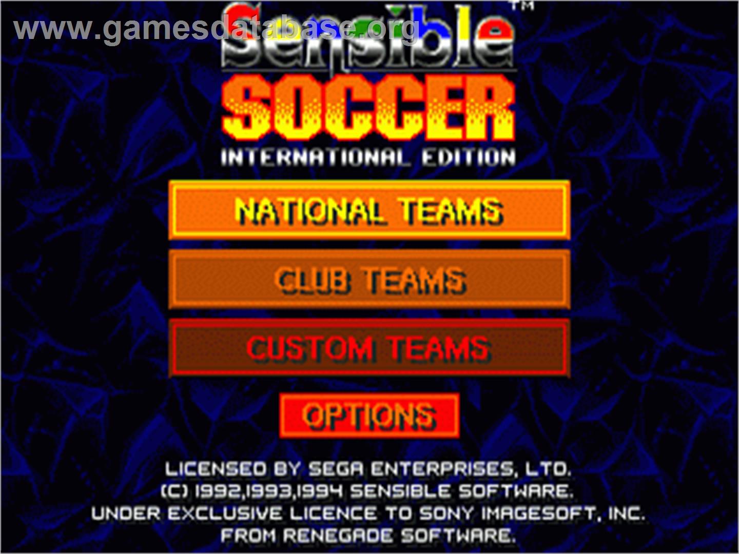 International Sensible Soccer - Sega Nomad - Artwork - Title Screen