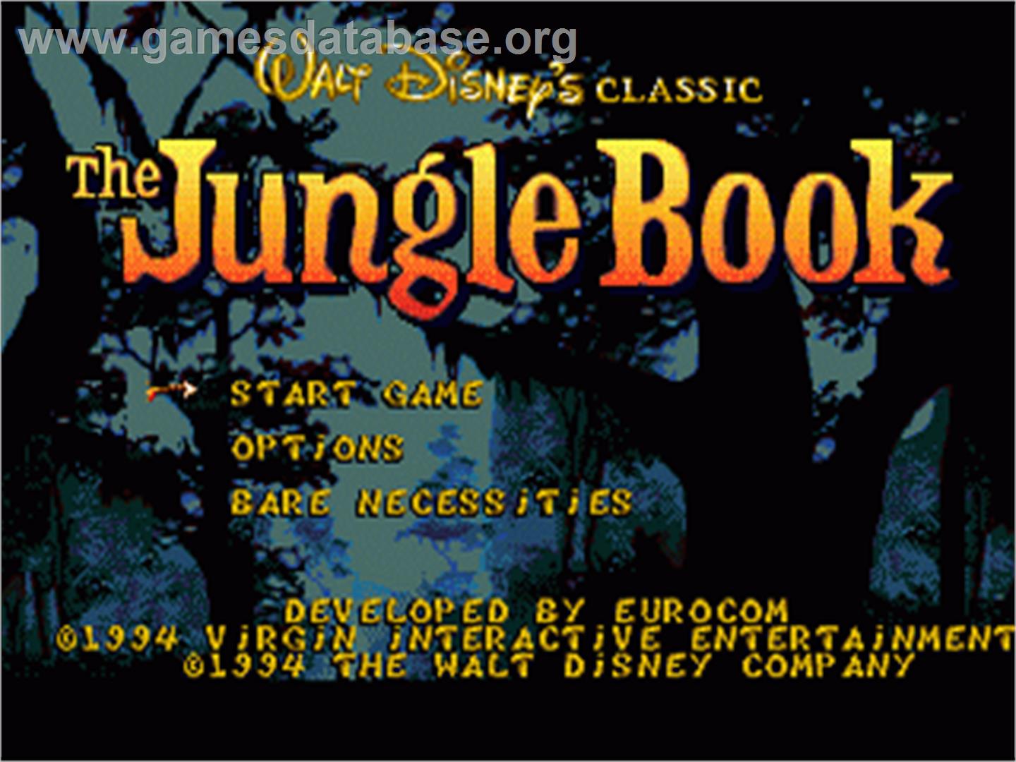 Jungle Book, The - Sega Nomad - Artwork - Title Screen