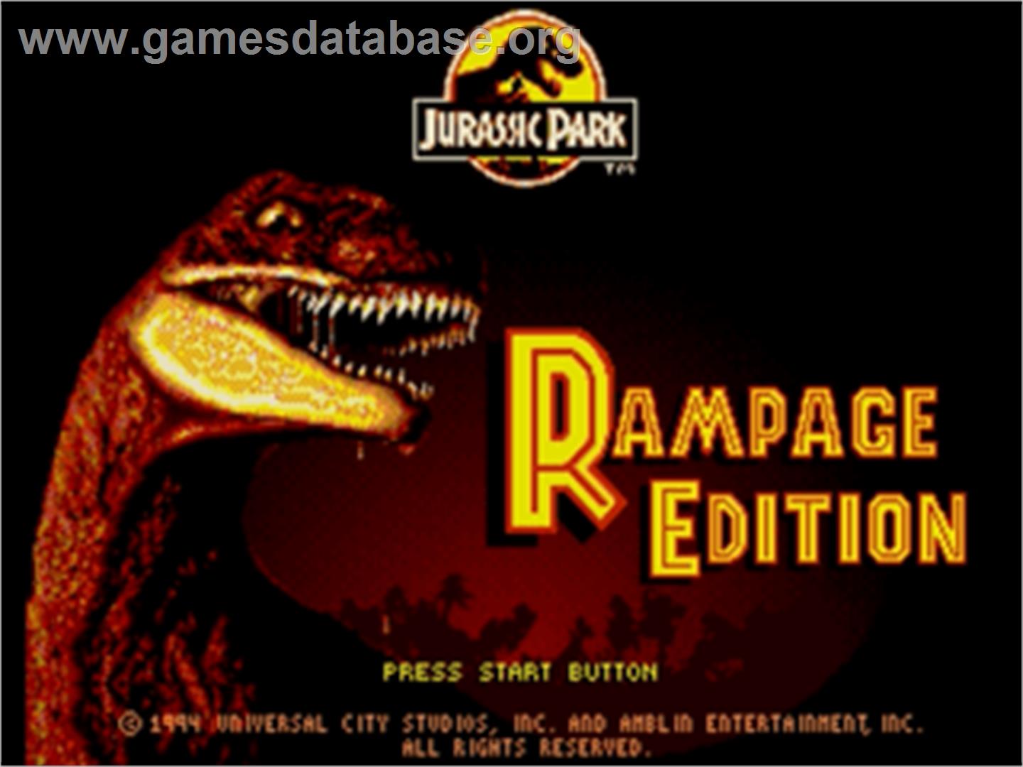 Jurassic Park - Rampage Edition - Sega Nomad - Artwork - Title Screen