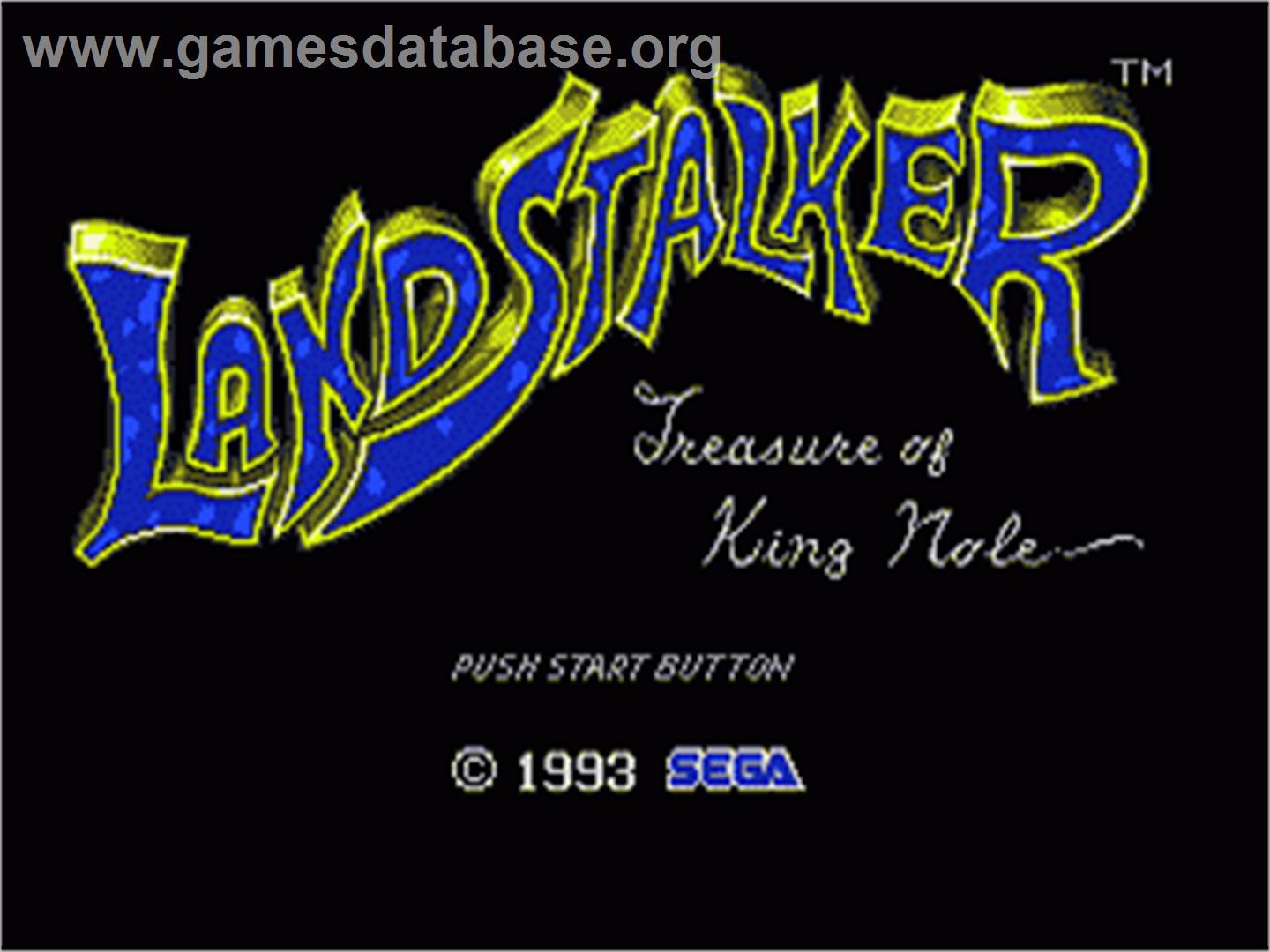 Landstalker: Treasure of King Nole - Sega Nomad - Artwork - Title Screen