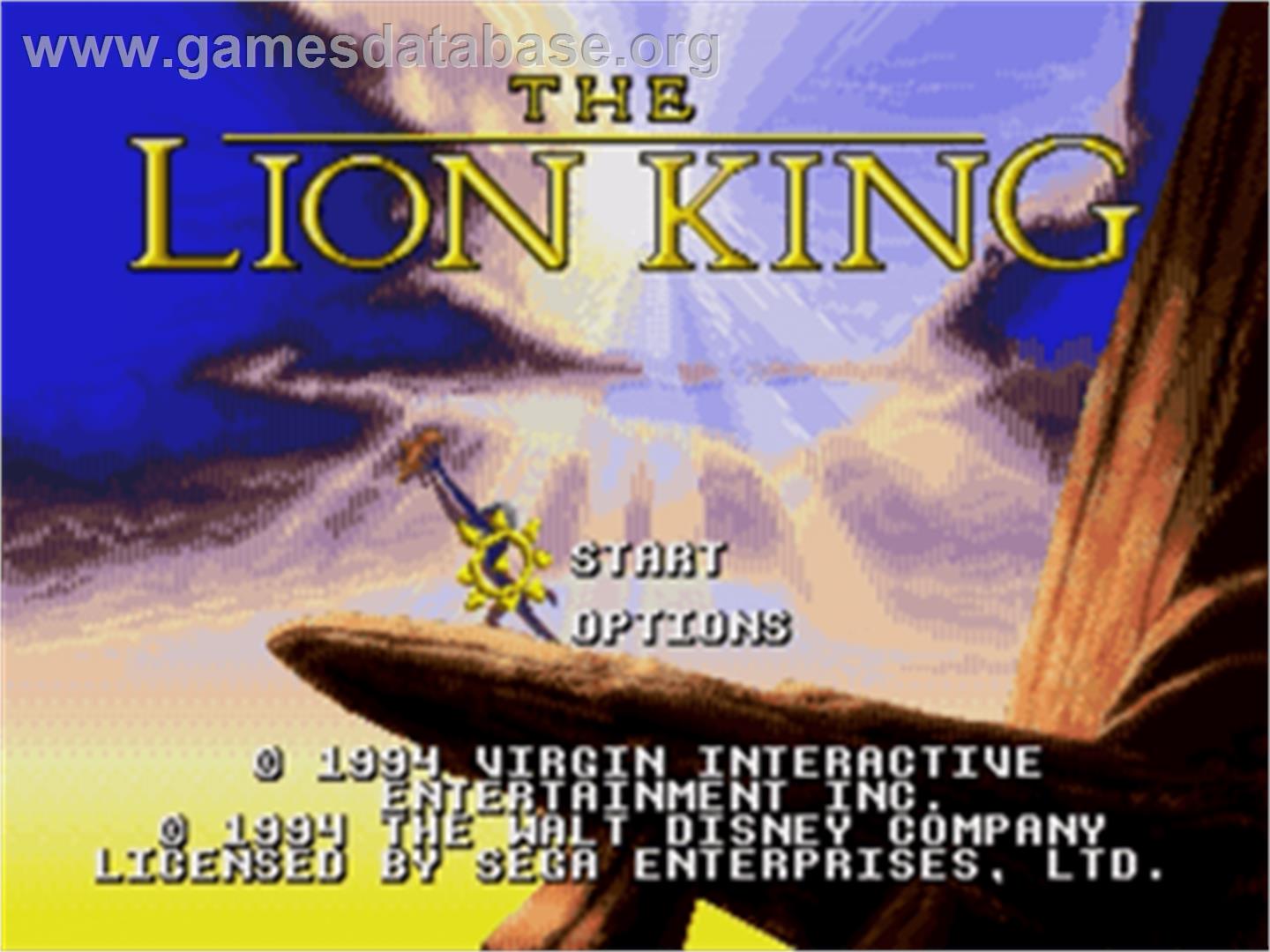 Lion King, The - Sega Nomad - Artwork - Title Screen
