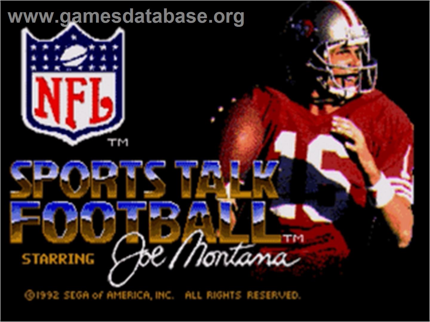 NFL Sports Talk Football '93 Starring Joe Montana - Sega Nomad - Artwork - Title Screen