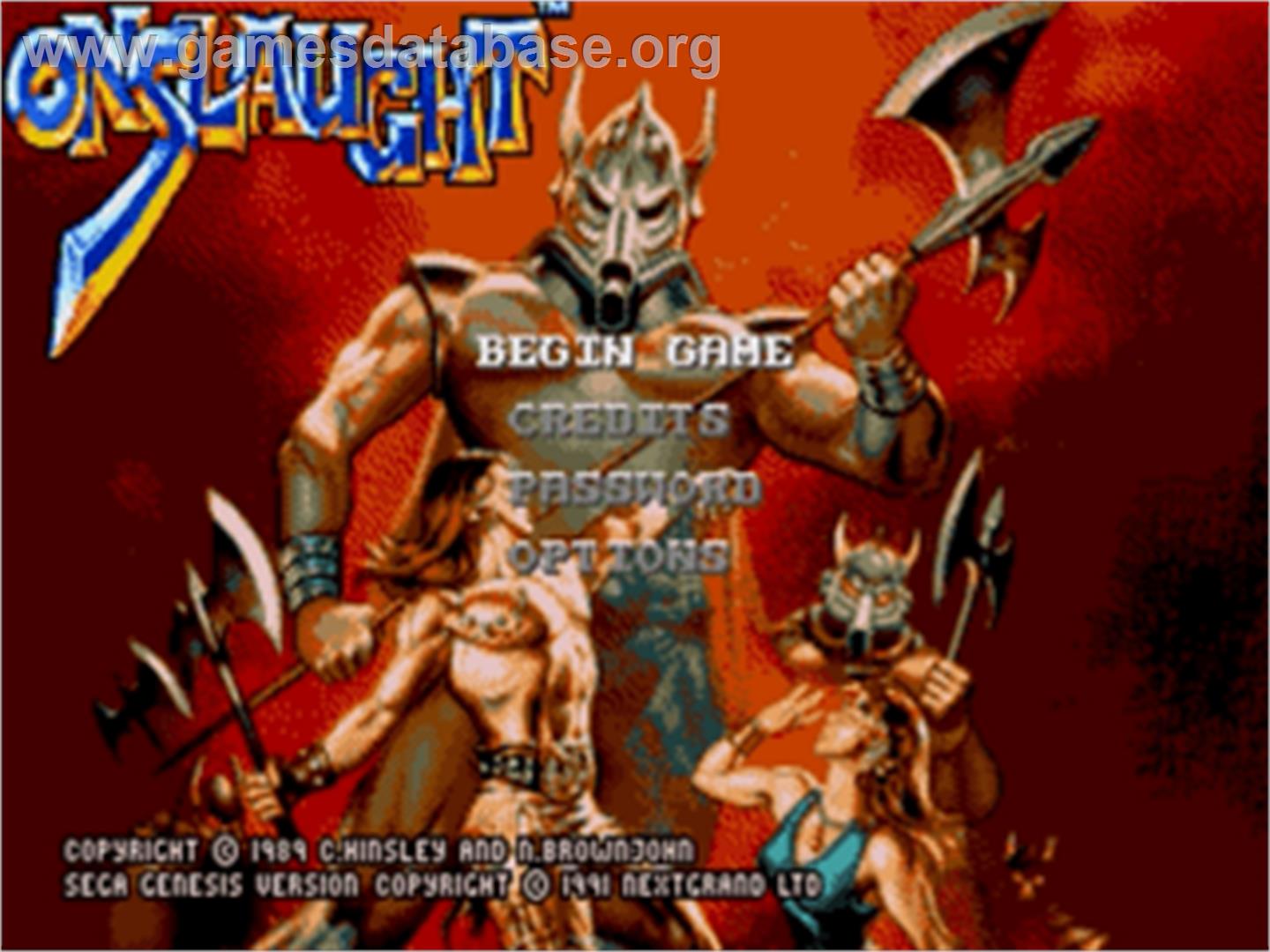 Onslaught - Sega Nomad - Artwork - Title Screen