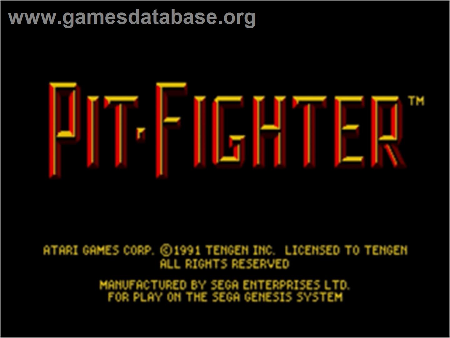 Pit Fighter - Sega Nomad - Artwork - Title Screen