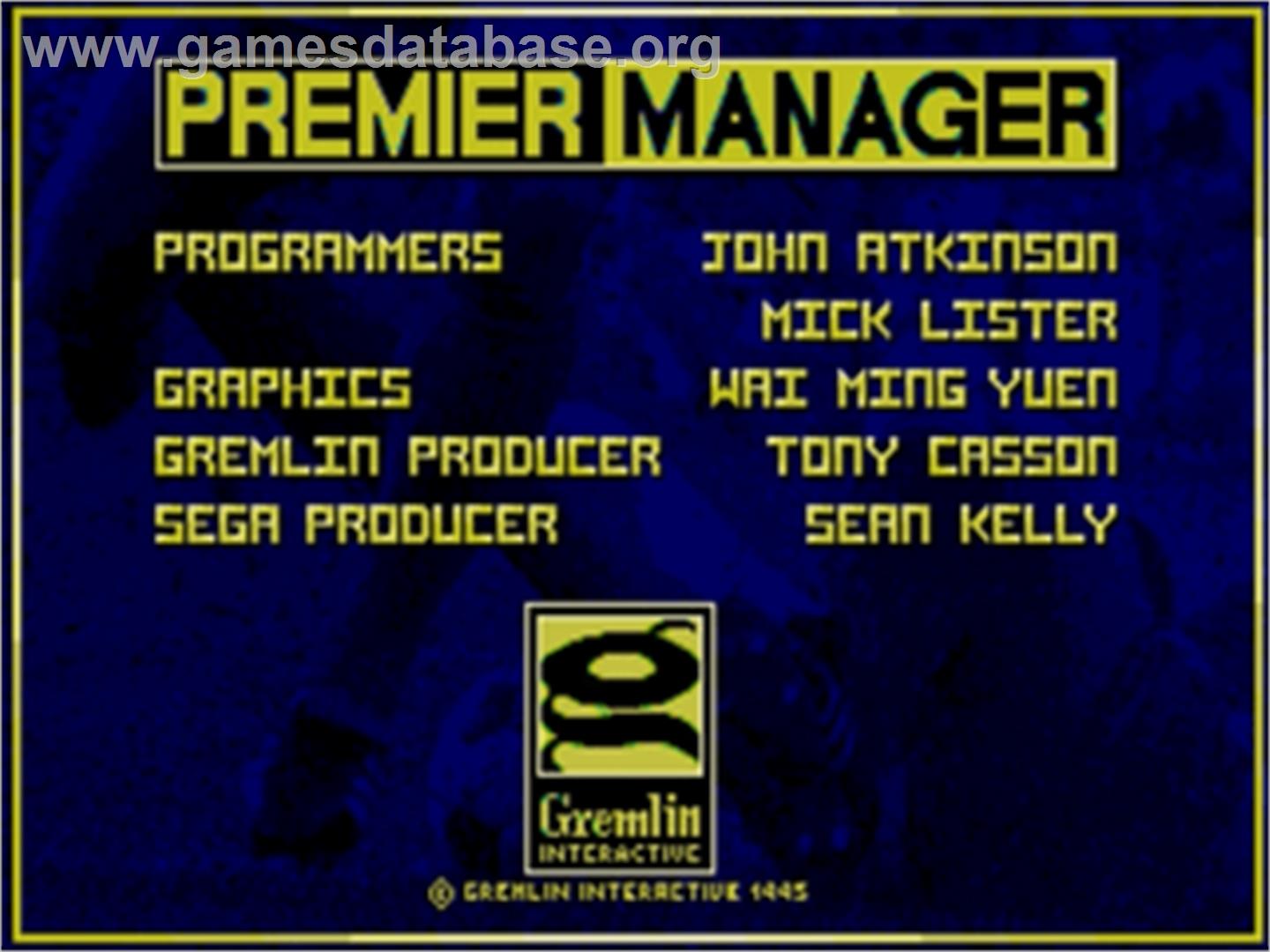 Premier Manager - Sega Nomad - Artwork - Title Screen