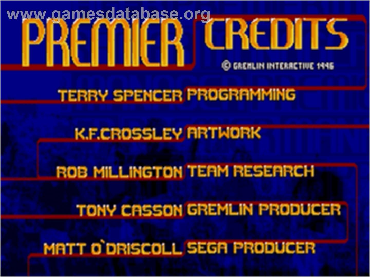 Premier Manager 97 - Sega Nomad - Artwork - Title Screen
