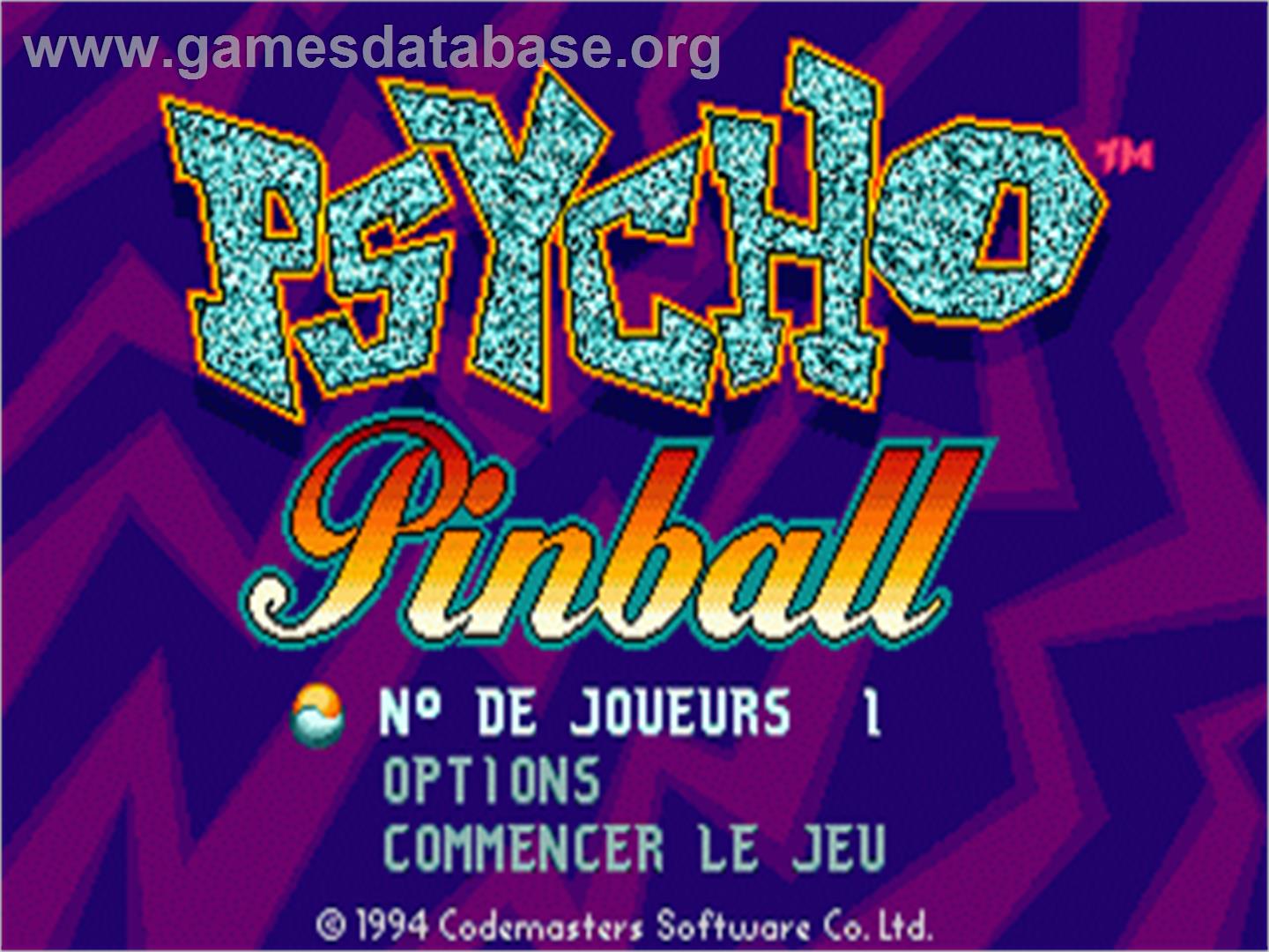 Psycho Pinball - Sega Nomad - Artwork - Title Screen
