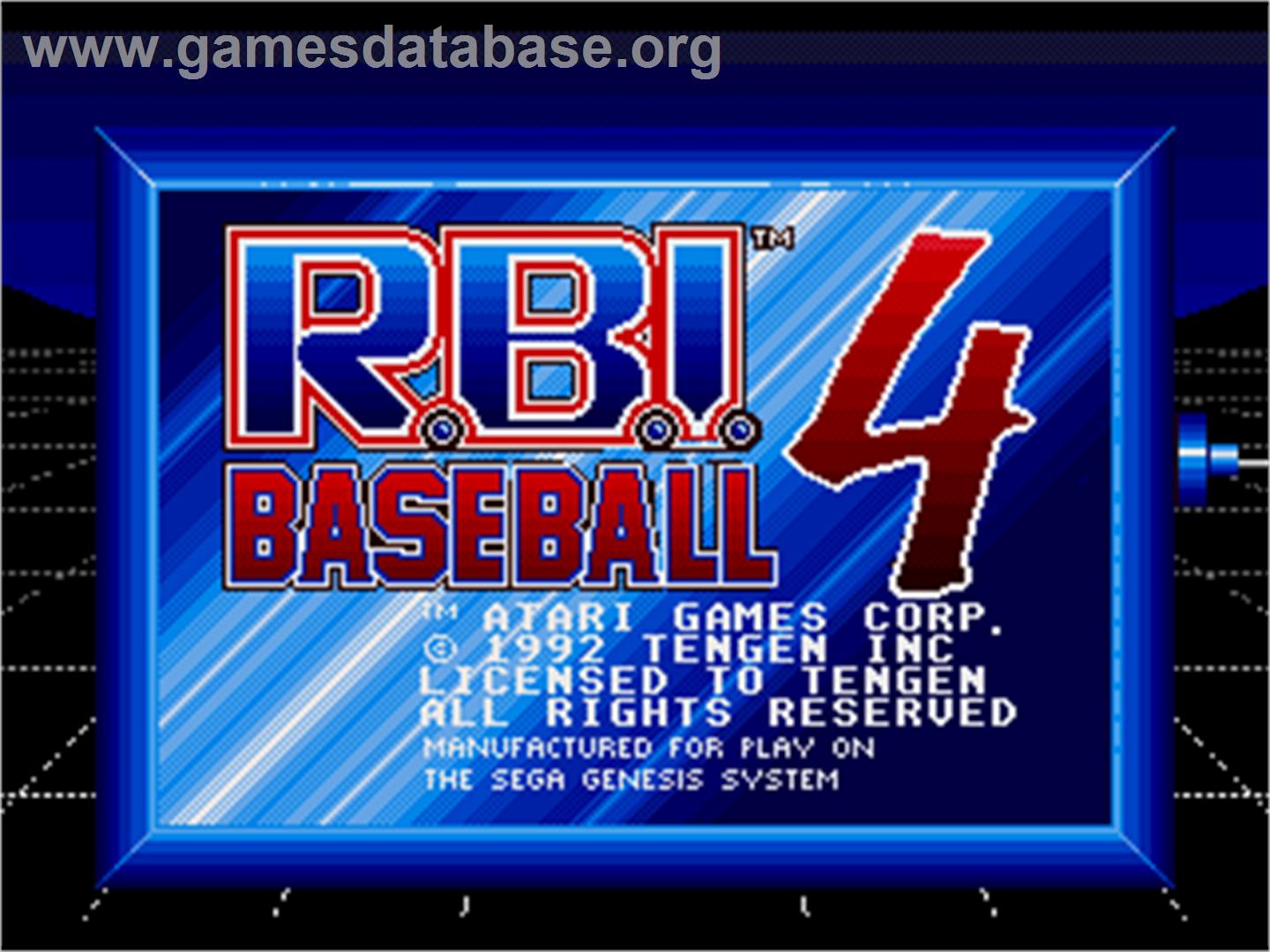 R.B.I. Baseball 4 - Sega Nomad - Artwork - Title Screen