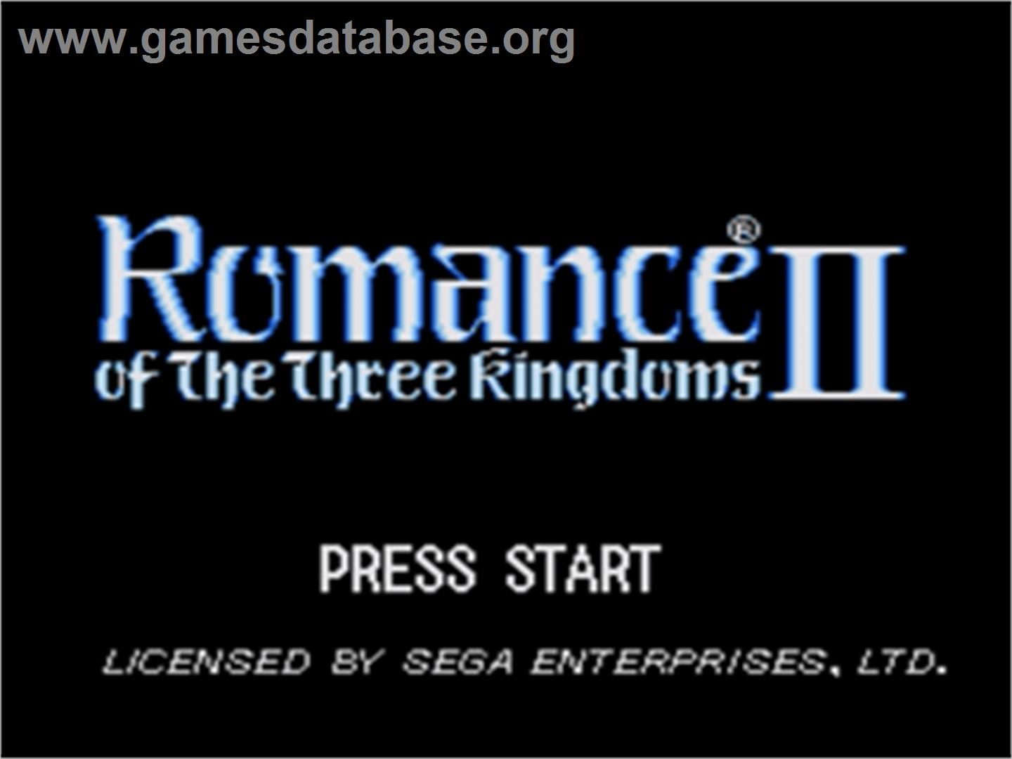Romance of the Three Kingdoms 2 - Sega Nomad - Artwork - Title Screen