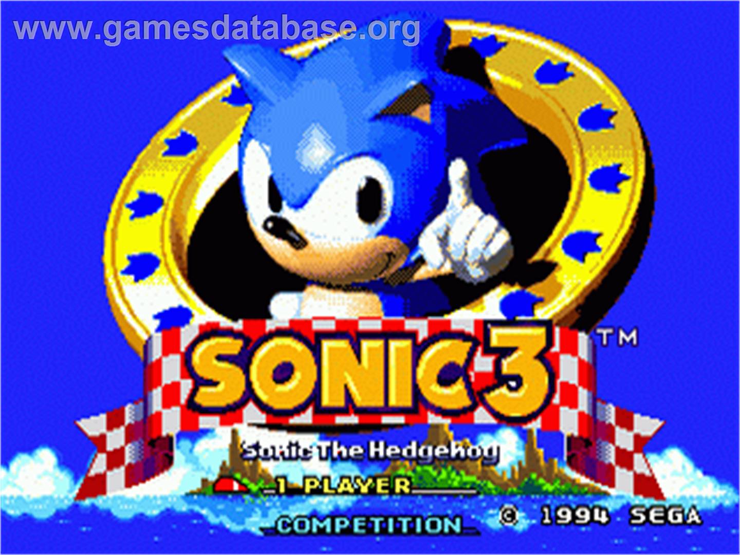 Sonic The Hedgehog 3 - Sega Nomad - Artwork - Title Screen