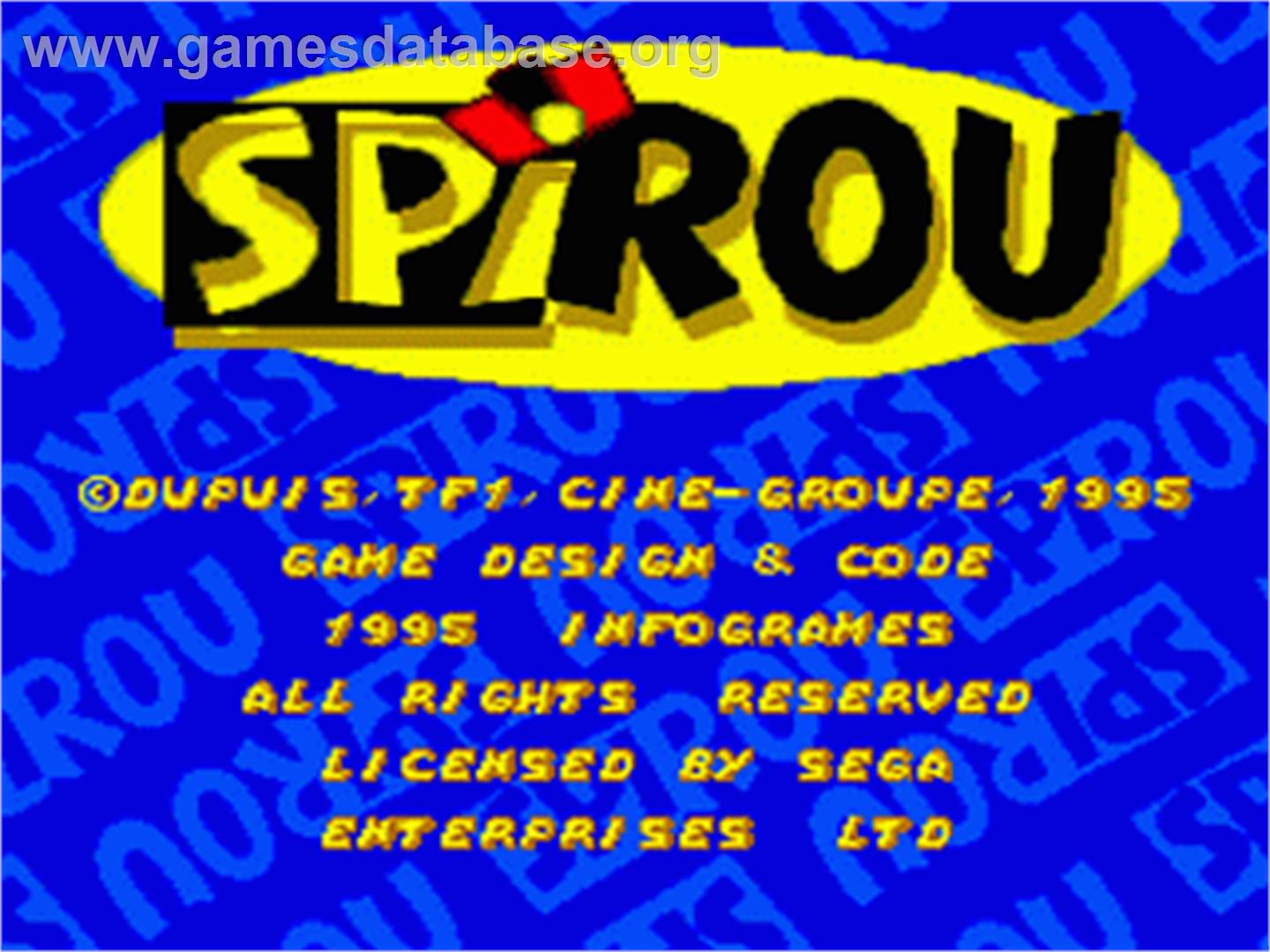 Spirou - Sega Nomad - Artwork - Title Screen