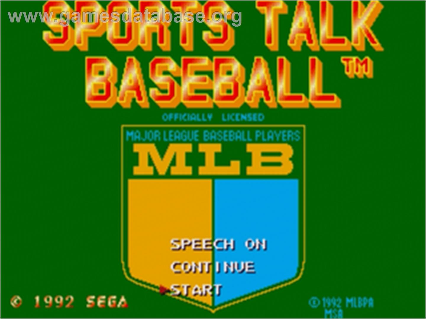 Sports Talk Baseball - Sega Nomad - Artwork - Title Screen