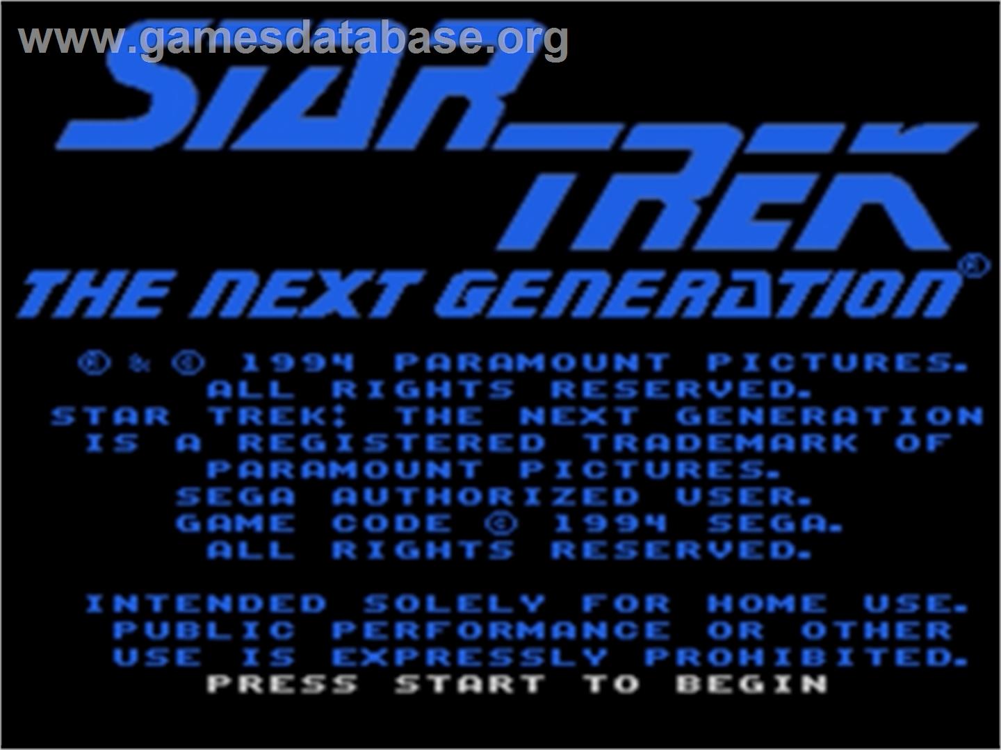 Star Trek The Next Generation - Echoes from the Past - Sega Nomad - Artwork - Title Screen