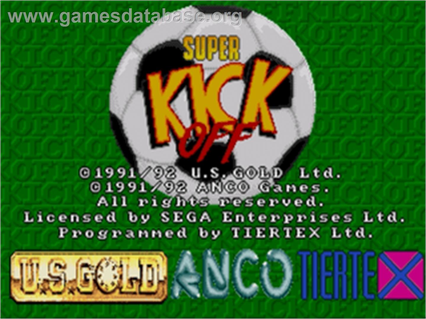 Super Kick Off - Sega Nomad - Artwork - Title Screen