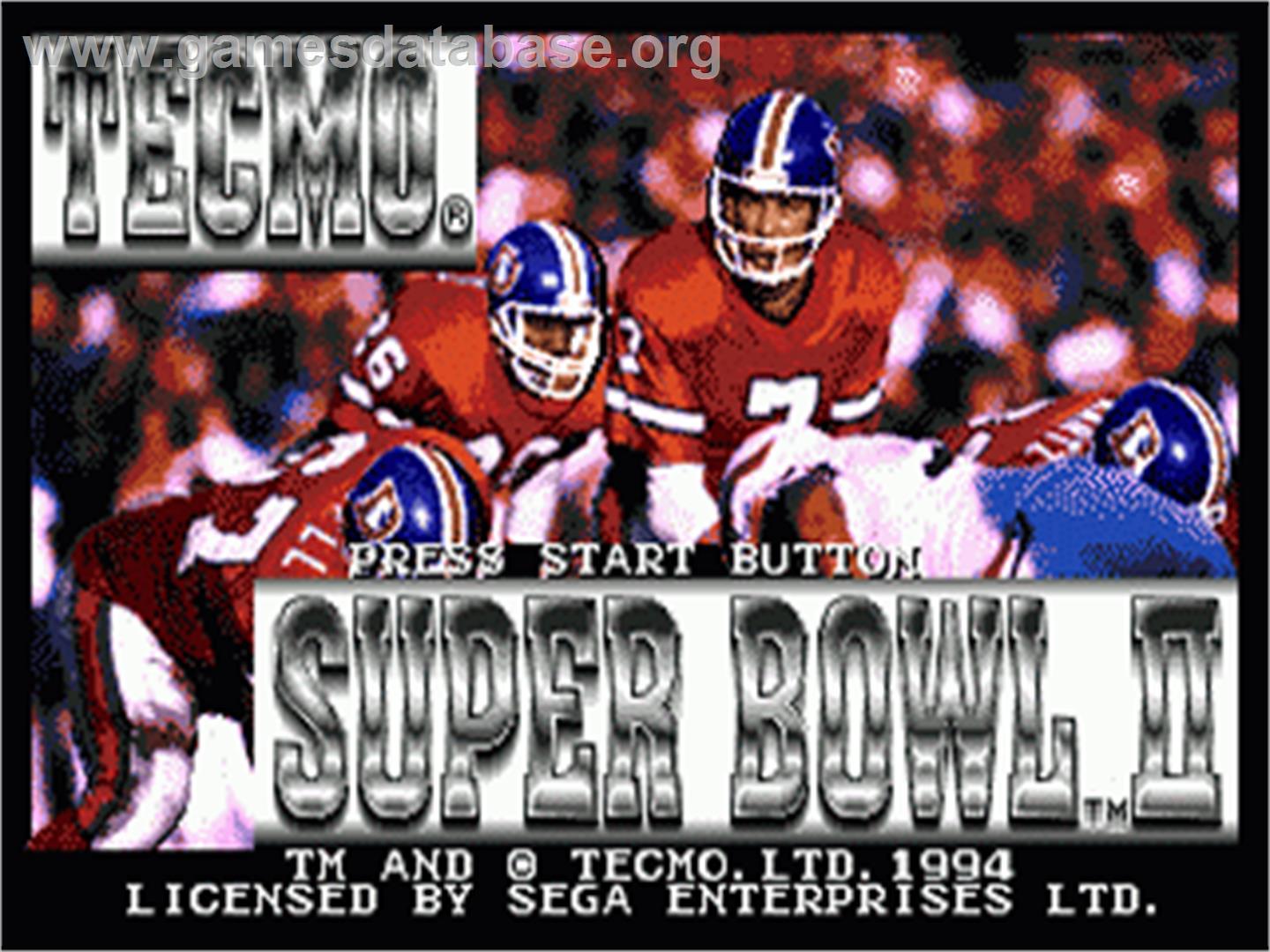 Tecmo Super Bowl II: Special Edition - Sega Nomad - Artwork - Title Screen