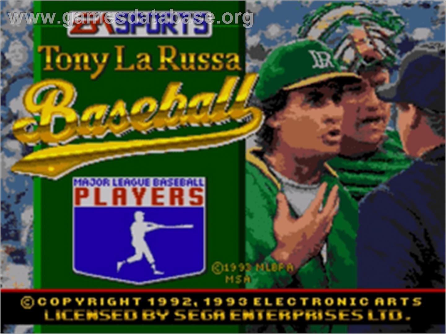 Tony La Russa Baseball - Sega Nomad - Artwork - Title Screen