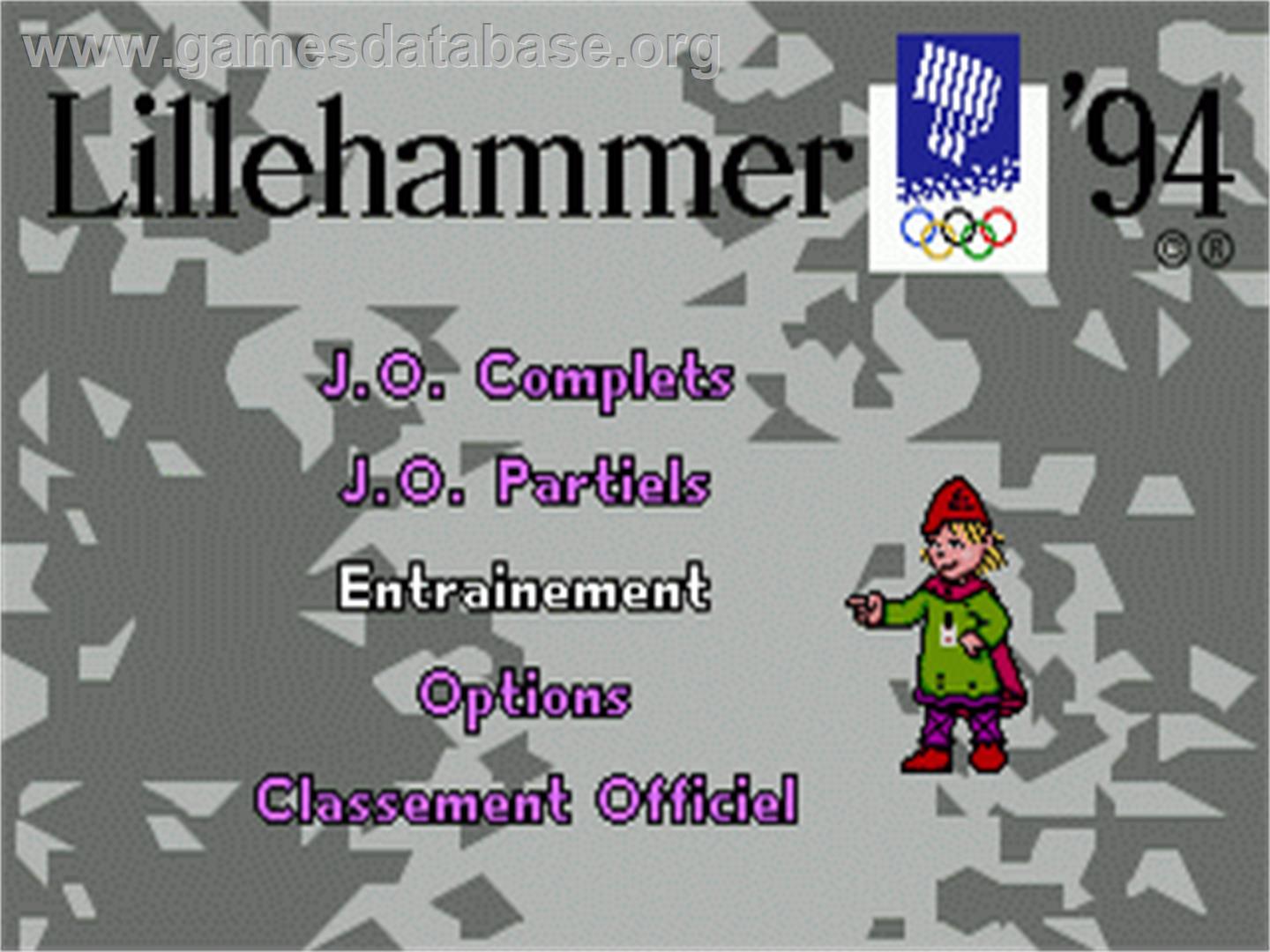 Winter Olympics: Lillehammer '94 - Sega Nomad - Artwork - Title Screen