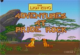 Title screen of Lion King, The - Adventures at Pride Rock on the Sega Pico.