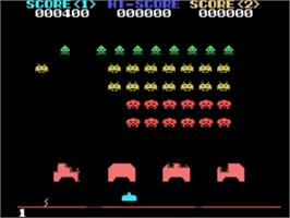 In game image of Space Invaders on the Sega SG-1000.