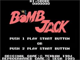 Title screen of Bomb Jack on the Sega SG-1000.