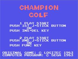 Title screen of Champion Golf on the Sega SG-1000.