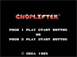 Title screen of Choplifter on the Sega SG-1000.