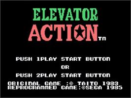 Title screen of Elevator Action on the Sega SG-1000.
