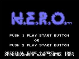 Title screen of HERO on the Sega SG-1000.