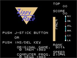 Title screen of Zippy Race on the Sega SG-1000.