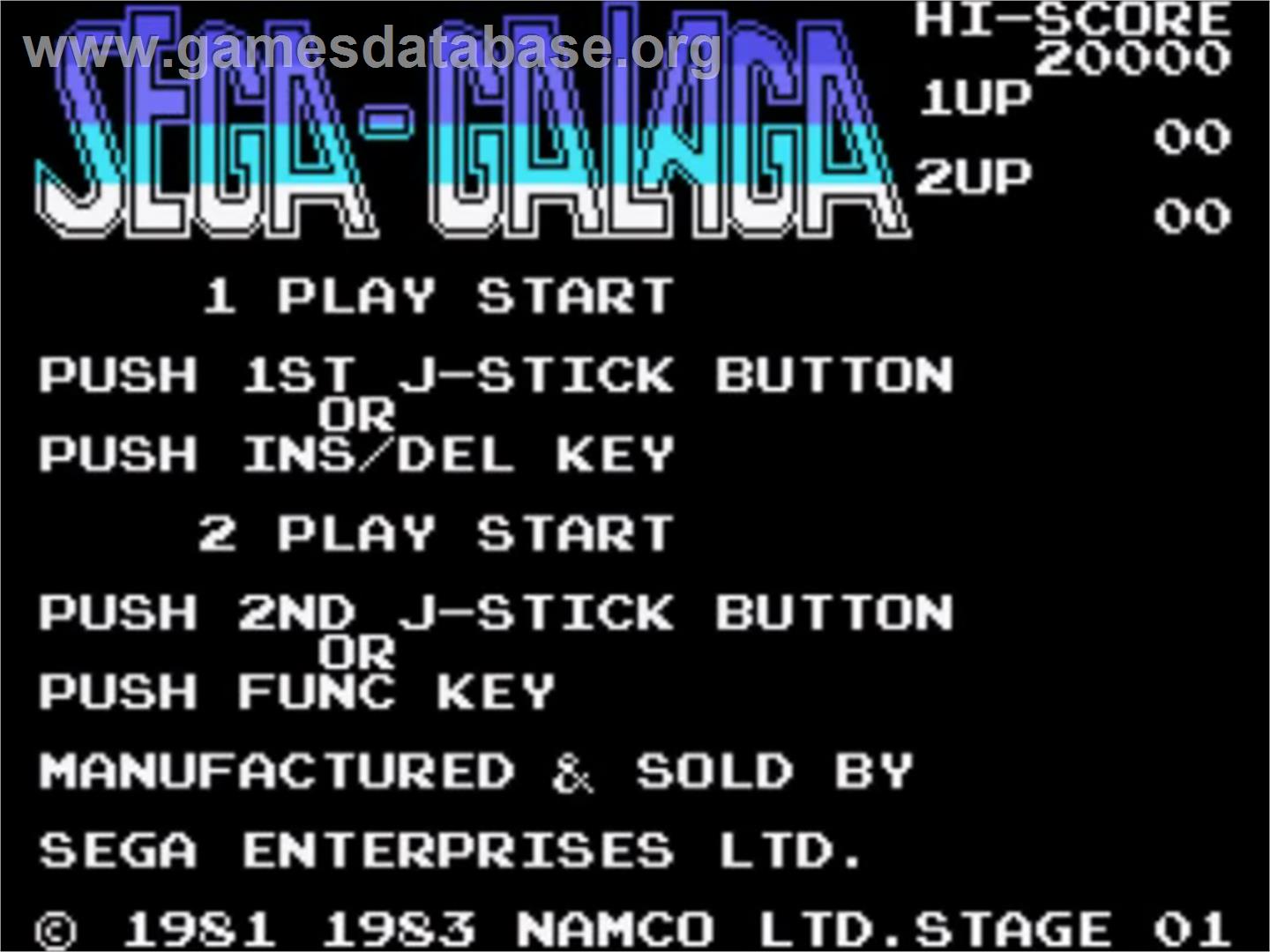 Galaga - Sega SG-1000 - Artwork - Title Screen