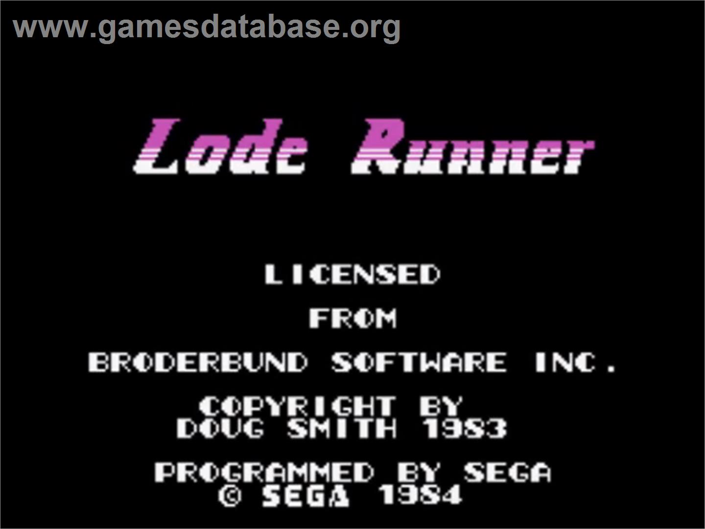Lode Runner - Sega SG-1000 - Artwork - Title Screen