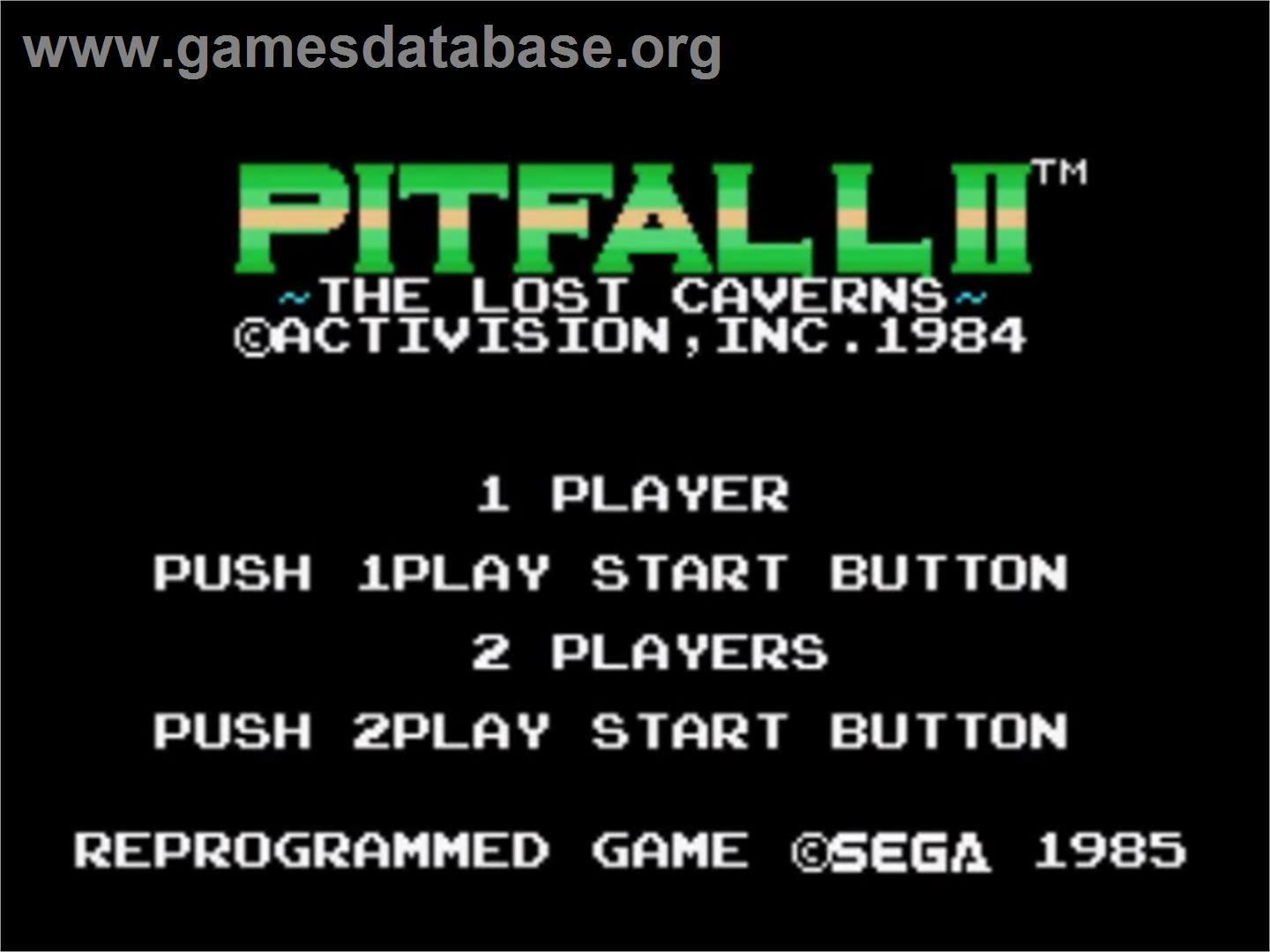 Pitfall II - Sega SG-1000 - Artwork - Title Screen