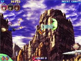 In game image of Cotton Boomerang on the Sega ST-V.