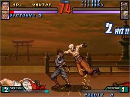 In game image of Groove on Fight - Gouketsuji Ichizoku 3 on the Sega ST-V.