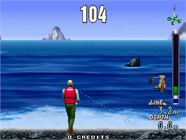 In game image of Sea Bass Fishing on the Sega ST-V.